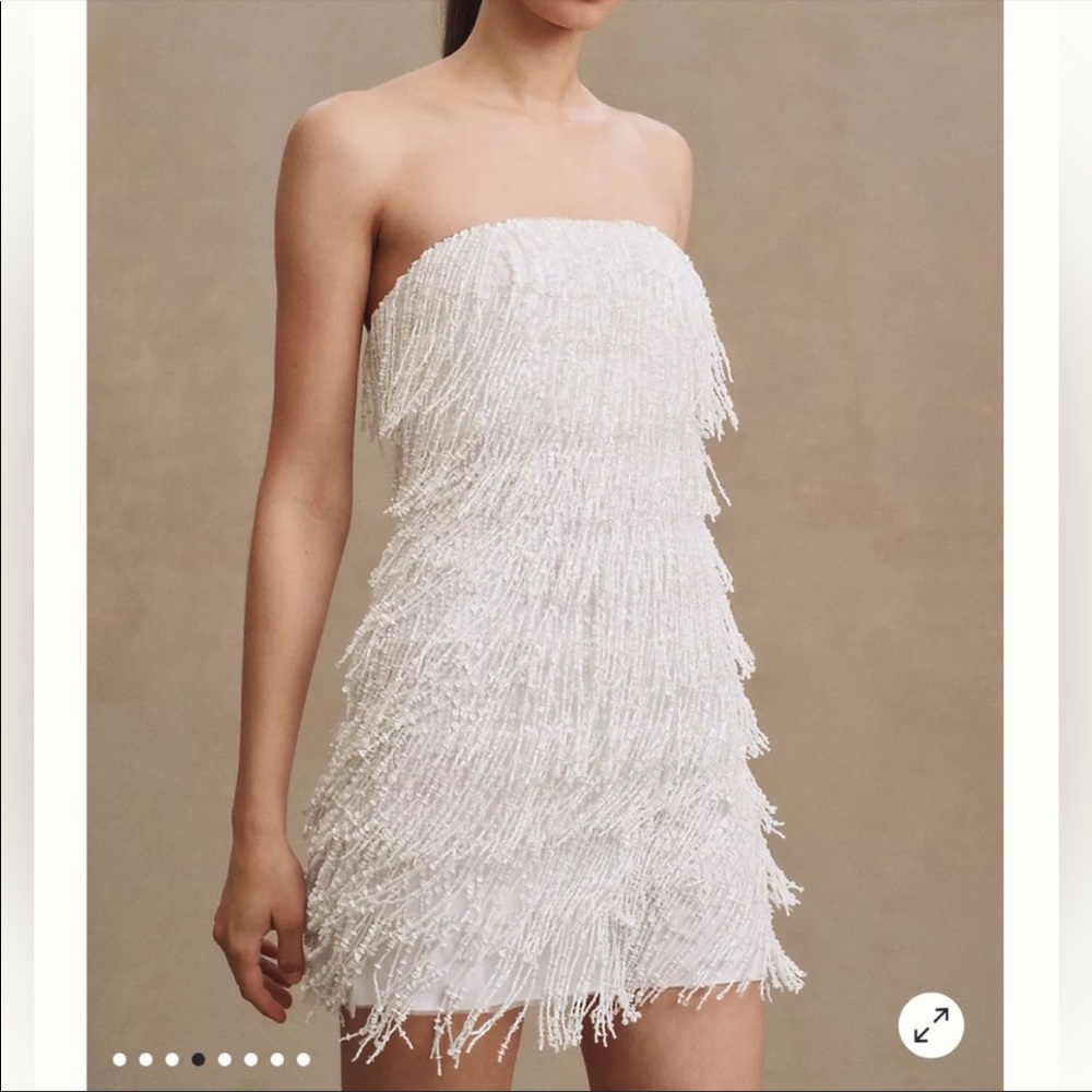 Anthropology Strapless Sequin Fringe Mini Dress